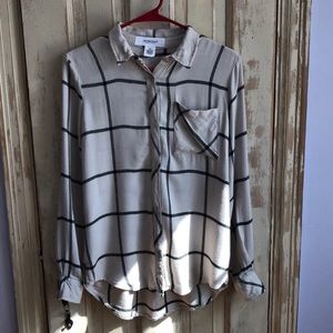 Workshop republic beige rayon plaid top